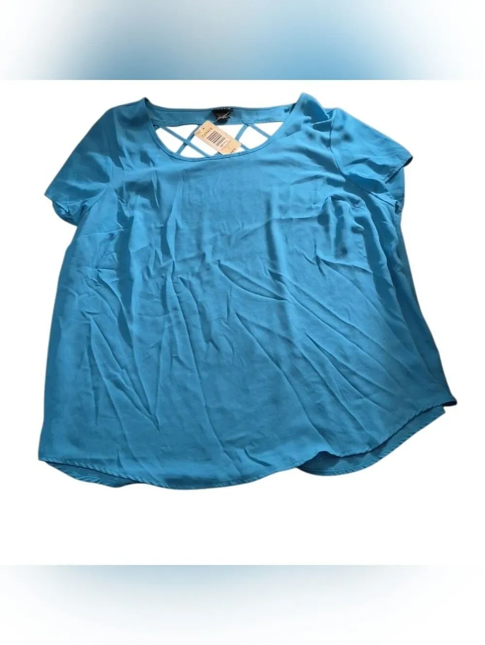 torrid Bright Turquoise Crisscross Back Short Sleeve Tee(417)